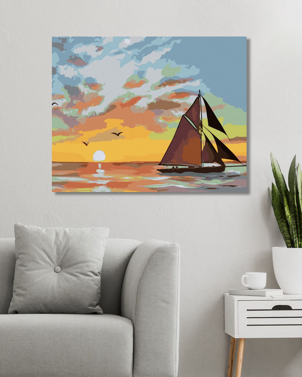 zuty Malování podle čísel - PLACHETNICE A ZÁPAD SLUNCE (D. RUSTY RUST) - Rozměr: 40x50 cm, Rámování: Varianta: bez rámu a bez vypnutí plátna - obrázek 9