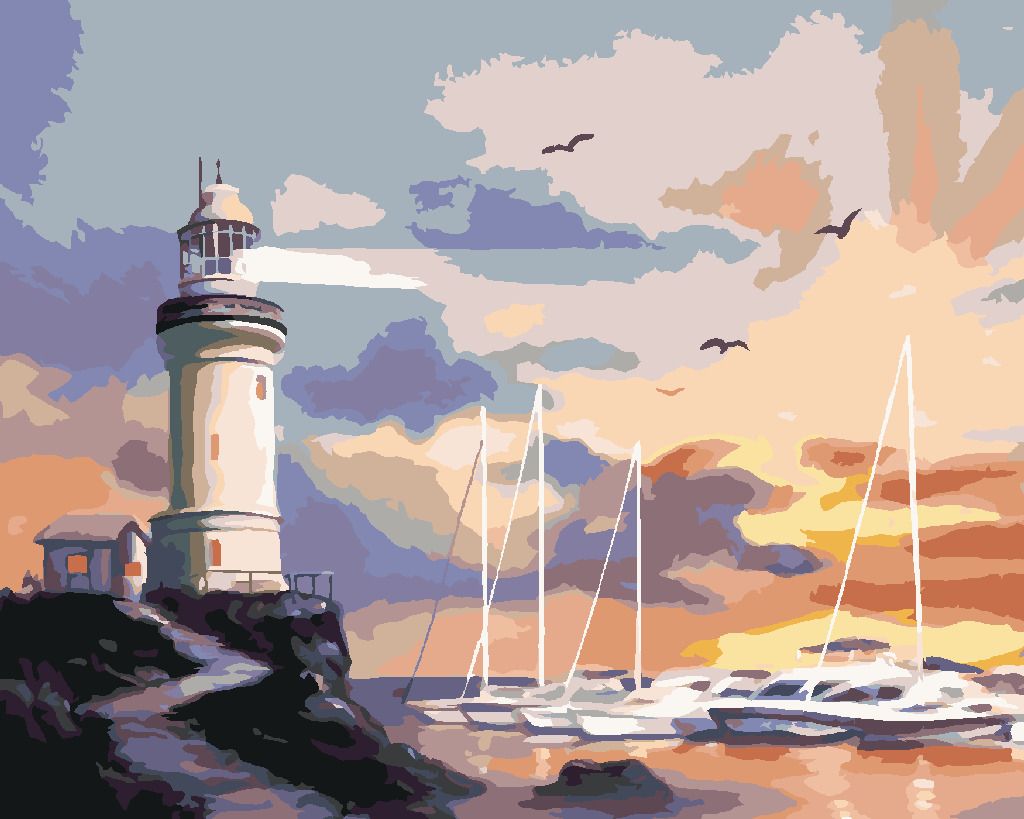 zuty Malování podle čísel - PLACHETNICE, MAJÁK A ZÁPAD SLUNCE (D. RUSTY RUST) - Rozměr: 40x50 cm, Rámování: Varianta: bez rámu a bez vypnutí plátna - obrázek 7