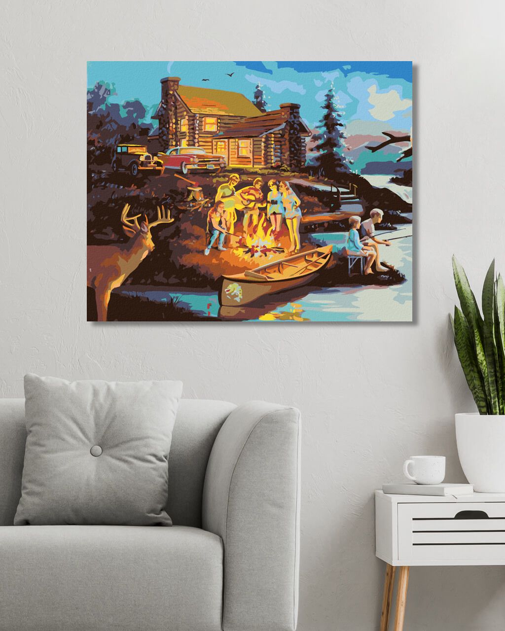 zuty Malování podle čísel - TÁBORÁK U CHATY, JELEN A SOVA (D. RUSTY RUST) - Rozměr: 40x50 cm, Rámování: Varianta: vypnuté plátno na rám - obrázek 7