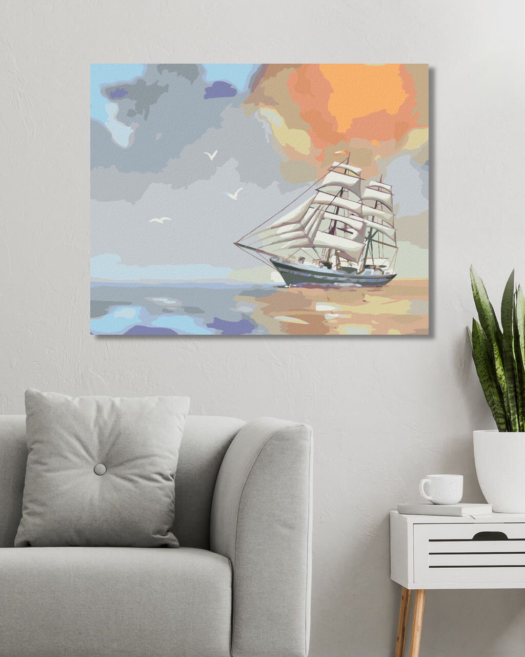zuty Malování podle čísel - MRAKY, PLACHETNICE A RACCI (D. RUSTY RUST) - Rozměr: 40x50 cm, Rámování: Varianta: vypnuté plátno na rám - obrázek 7