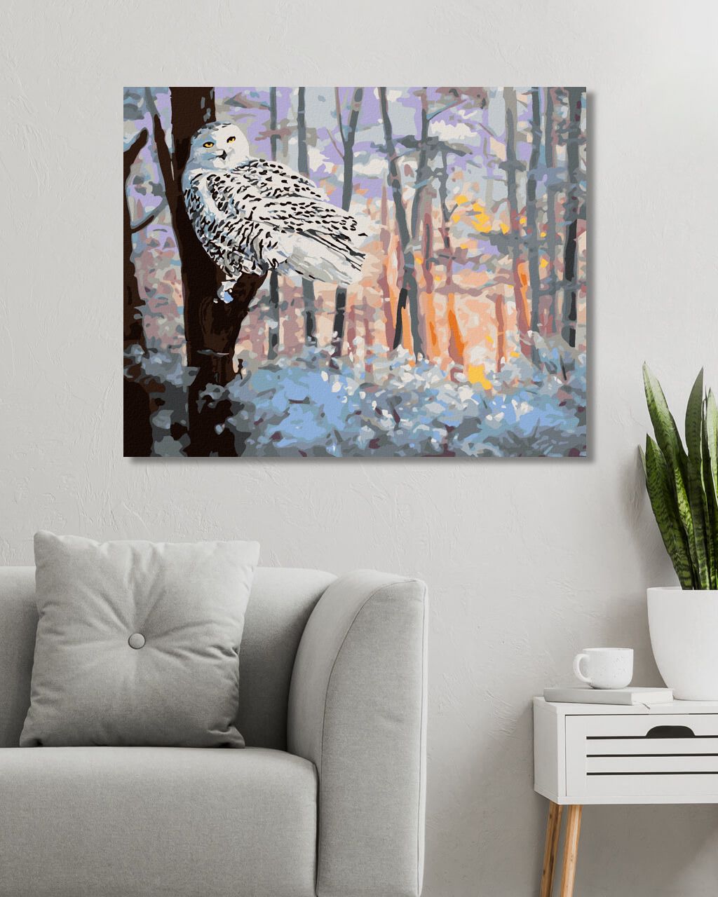 zuty Malování podle čísel - SNĚŽNÁ SOVA V LESE (D. RUSTY RUST) - Rozměr: 40x50 cm, Rámování: Varianta: vypnuté plátno na rám - obrázek 9