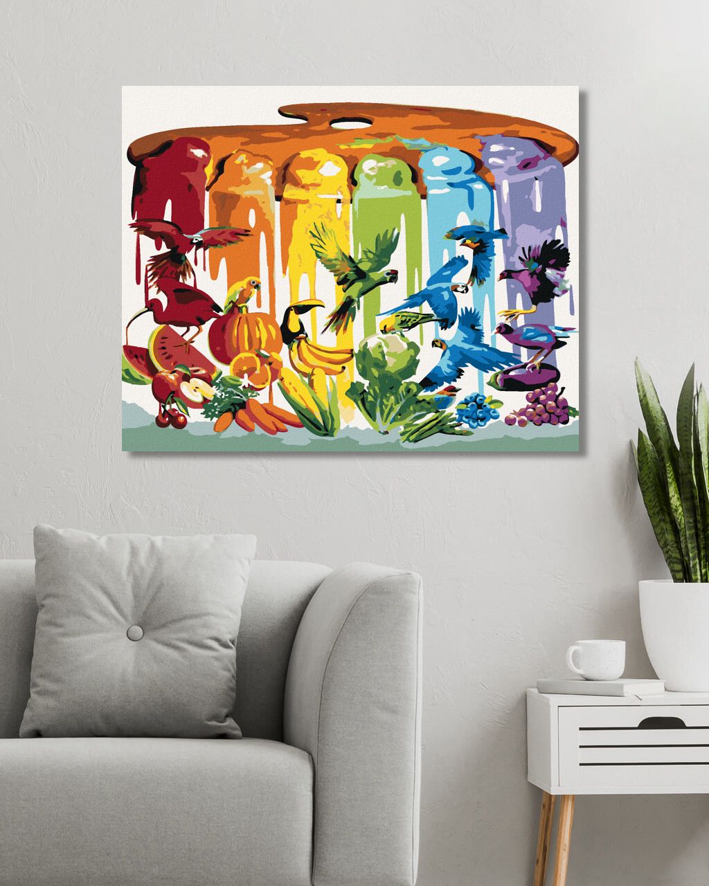 zuty Malování podle čísel - BARVY DUHY, PTÁCI, OVOCE A ZELENINA (D. RUSTY RUST) - Rozměr: 40x50 cm, Rámování: Varianta: vypnuté plátno na rám - obrázek 4