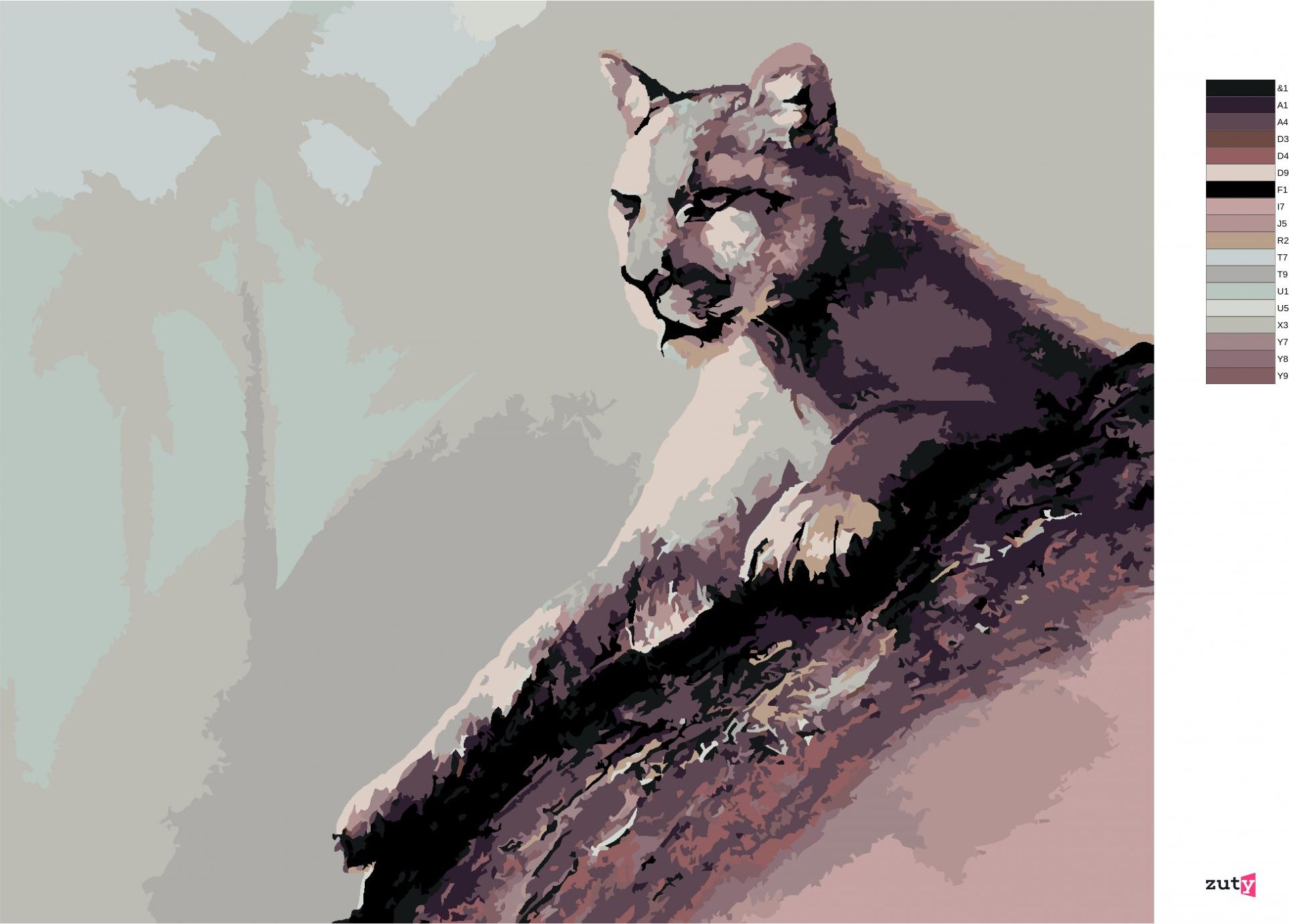 zuty Malování podle čísel - LEŽÍCÍ PUMA (D. RUSTY RUST) - Rozměr: 40x50 cm, Rámování: Varianta: bez rámu a bez vypnutí plátna - obrázek 7