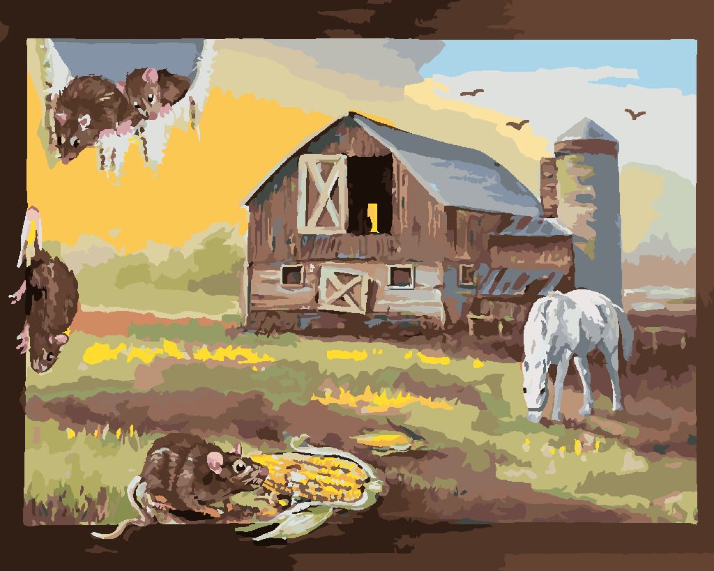 zuty Malování podle čísel - KRYSA V OBRAZU FARMY A KONĚ (D. RUSTY RUST) - Rozměr: 40x50 cm, Rámování: Varianta: bez rámu a bez vypnutí plátna - obrázek 5