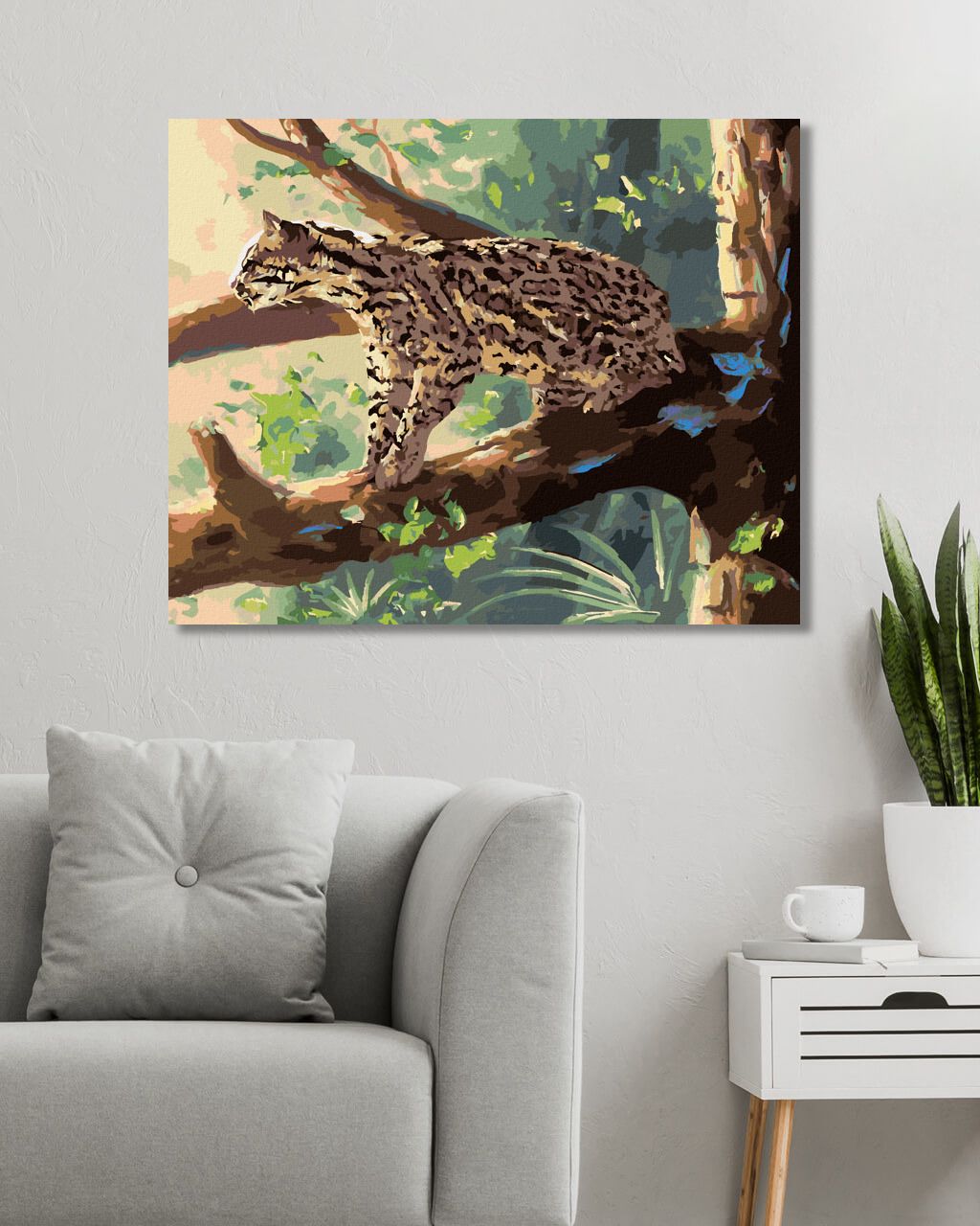 zuty Malování podle čísel - OCELOT SEDÍCÍ NA VĚTVI (D. RUSTY RUST) - Rozměr: 40x50 cm, Rámování: Varianta: vypnuté plátno na rám - obrázek 8
