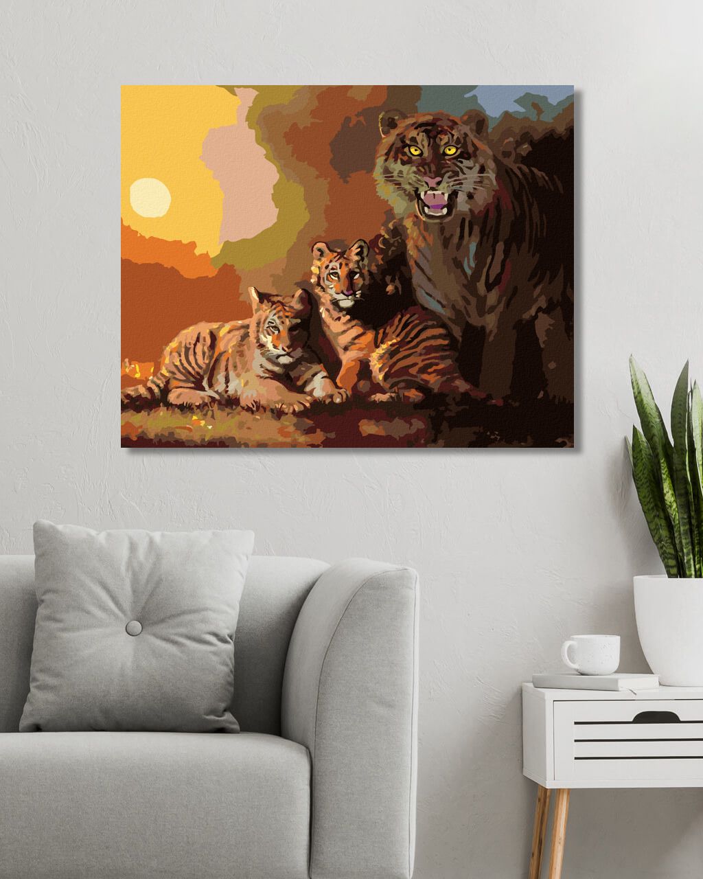zuty Malování podle čísel - TYGR S MLÁĎATY A ZÁPAD SLUNCE (D. RUSTY RUST) - Rozměr: 40x50 cm, Rámování: Varianta: bez rámu a bez vypnutí plátna - obrázek 8