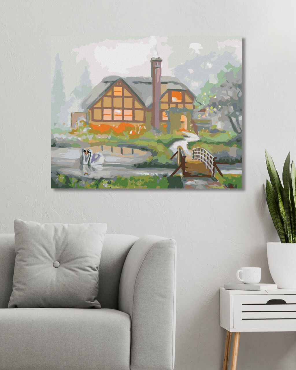 zuty Malování podle čísel - LABUTĚ A DŮM V MLZE (D. RUSTY RUST) - Rozměr: 40x50 cm, Rámování: Varianta: vypnuté plátno na rám - obrázek 6