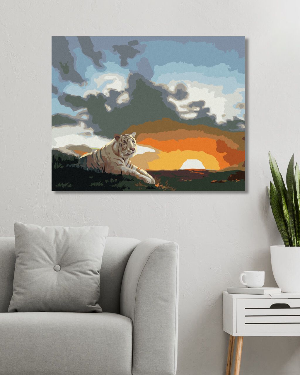 zuty Malování podle čísel - BÍLÝ TYGR A ZÁPAD SLUNCE (D. RUSTY RUST) - Rozměr: 40x50 cm, Rámování: Varianta: bez rámu a bez vypnutí plátna - obrázek 5