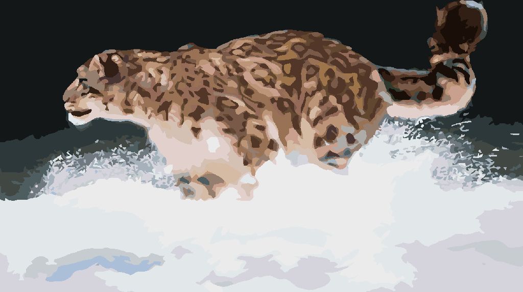 zuty Malování podle čísel - SNĚŽNÝ LEOPARD V BĚHU VE SNĚHU (D. RUSTY RUST) - Rozměr: 40x50 cm, Rámování: Varianta: bez rámu a bez vypnutí plátna - obrázek 6