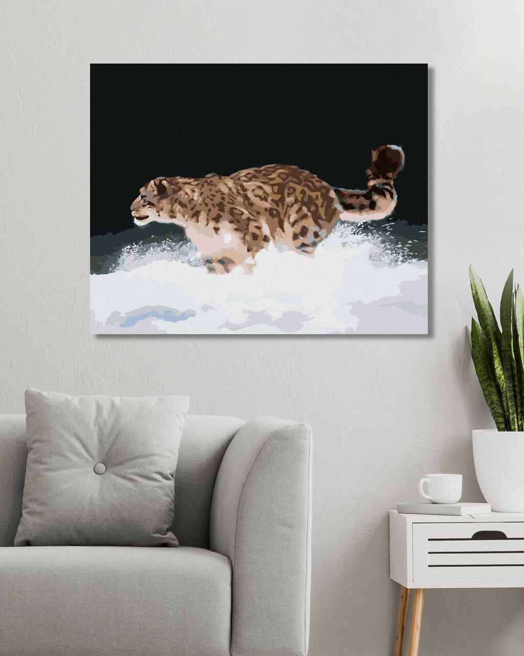 zuty Malování podle čísel - SNĚŽNÝ LEOPARD V BĚHU VE SNĚHU (D. RUSTY RUST) - Rozměr: 40x50 cm, Rámování: Varianta: bez rámu a bez vypnutí plátna - obrázek 8