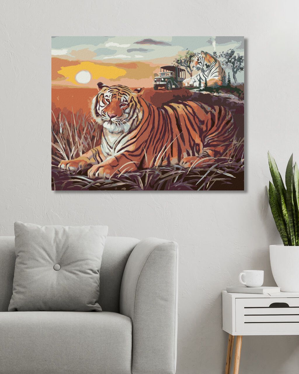 zuty Malování podle čísel - TYGR A ZÁPAD SLUNCE NA SAVANĚ (D. RUSTY RUST) - Rozměr: 40x50 cm, Rámování: Varianta: bez rámu a bez vypnutí plátna - obrázek 5