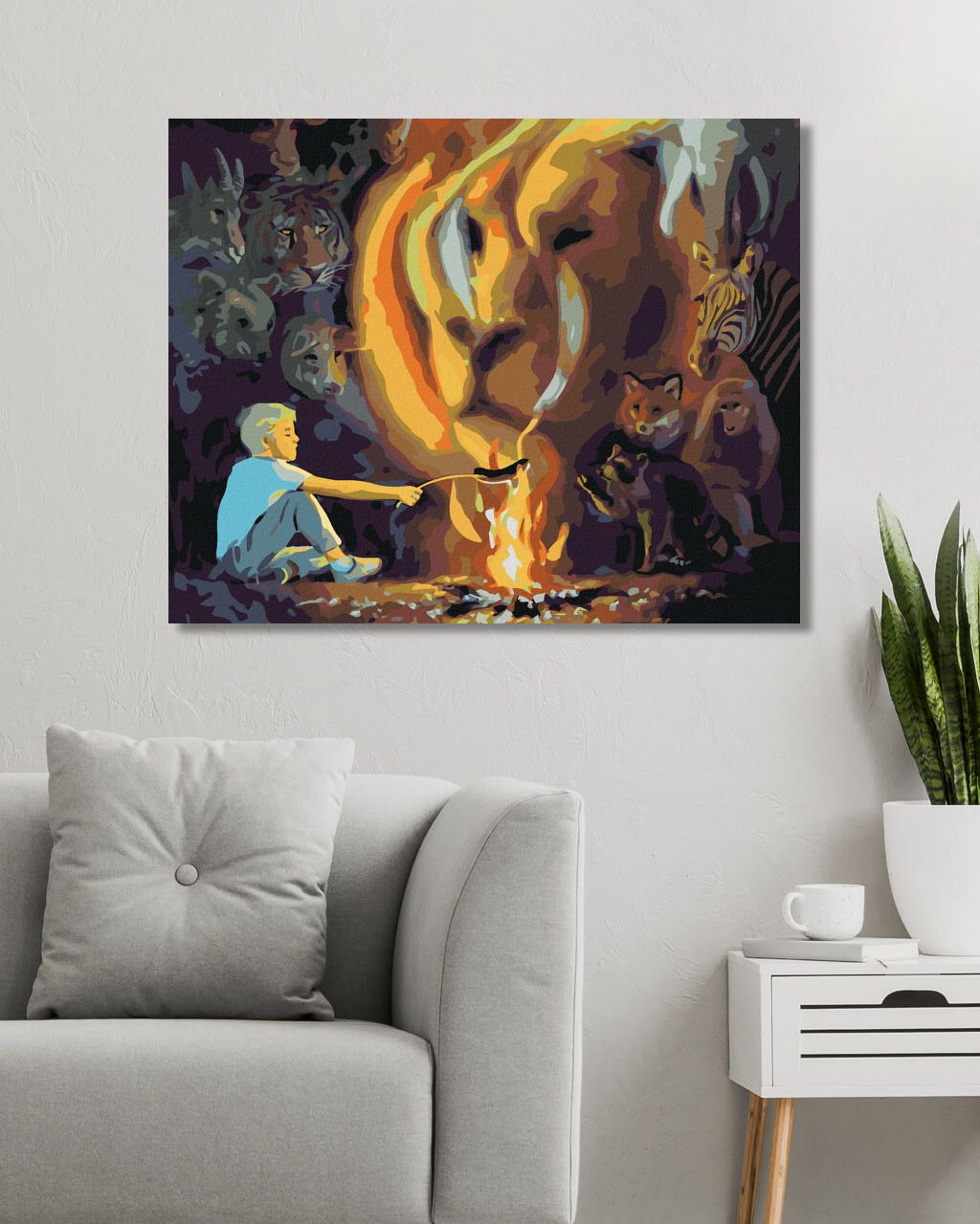 zuty Malování podle čísel - CHLAPEC U OHNĚ A LEV V KOUŘI (D. RUSTY RUST) - Rozměr: 40x50 cm, Rámování: Varianta: vypnuté plátno na rám - obrázek 6