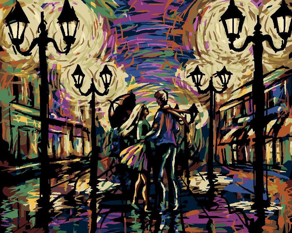 zuty Malování podle čísel - ZAMILOVANÝ PÁR POD DEŠTNÍKEM - Rozměr: 40x50 cm, Rámování: Varianta: bez rámu a bez vypnutí plátna - obrázek 9