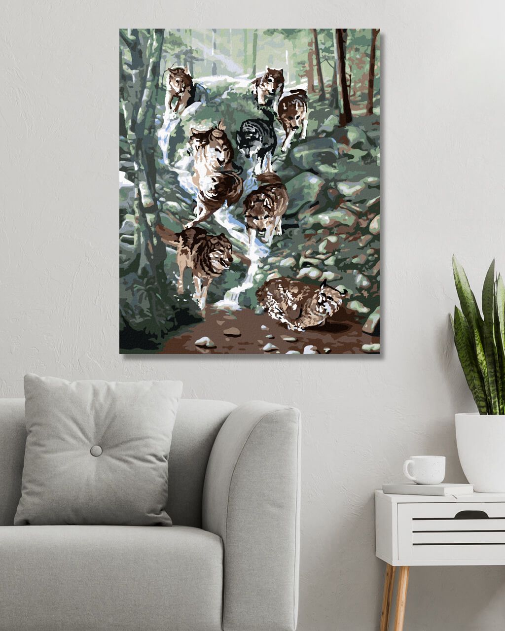 zuty Malování podle čísel - VLCI NA HONU RYSA (D. RUSTY RUST) - Rozměr: 40x50 cm, Rámování: Varianta: vypnuté plátno na rám - obrázek 2