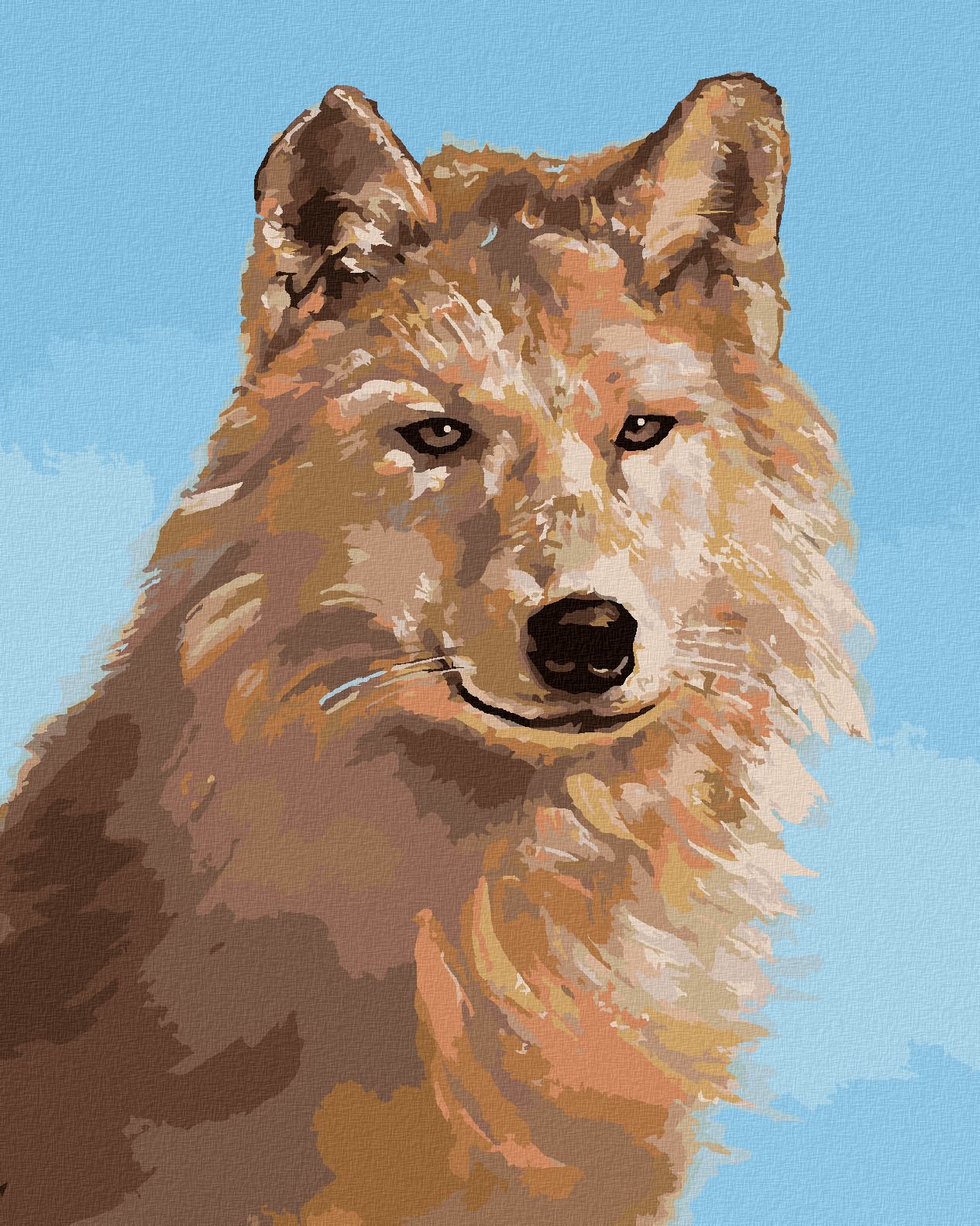 zuty Malování podle čísel - VLK PORTRÉT III (D. RUSTY RUST) - Rozměr: 40x50 cm, Rámování: Varianta: bez rámu a bez vypnutí plátna - obrázek 1