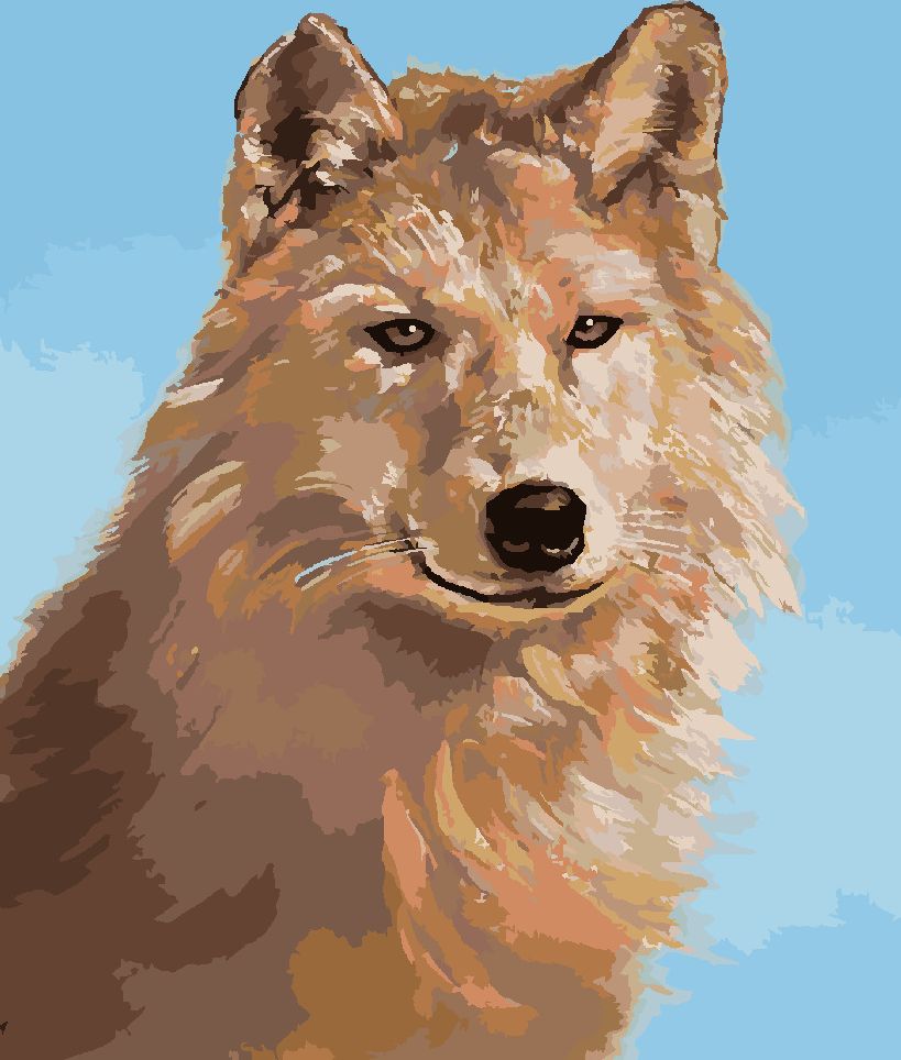 zuty Malování podle čísel - VLK PORTRÉT III (D. RUSTY RUST) - Rozměr: 40x50 cm, Rámování: Varianta: bez rámu a bez vypnutí plátna - obrázek 3