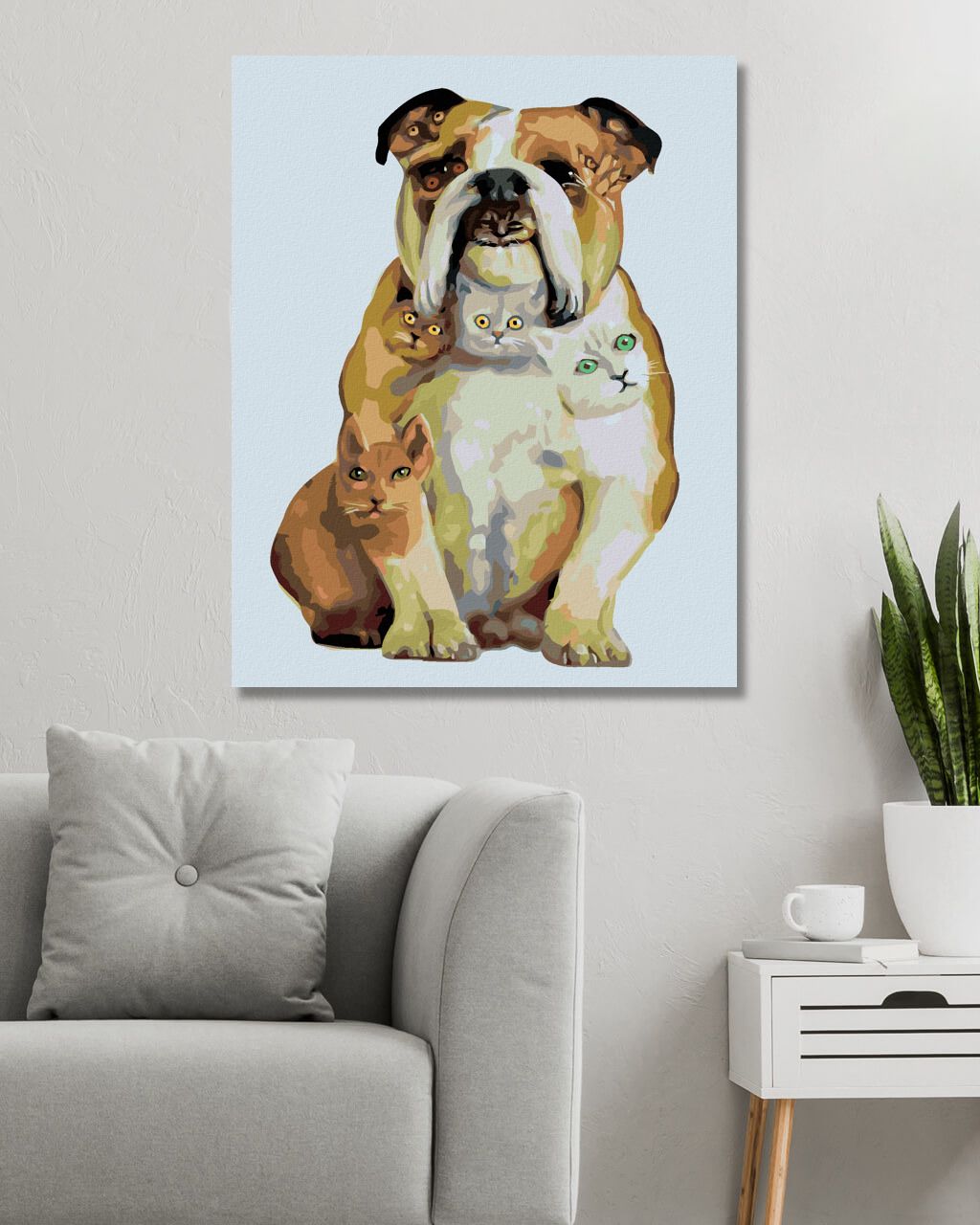 zuty Malování podle čísel - ANGLICKÝ BULDOK A KOČKY (D. RUSTY RUST) - Rozměr: 40x50 cm, Rámování: Varianta: vypnuté plátno na rám - obrázek 8