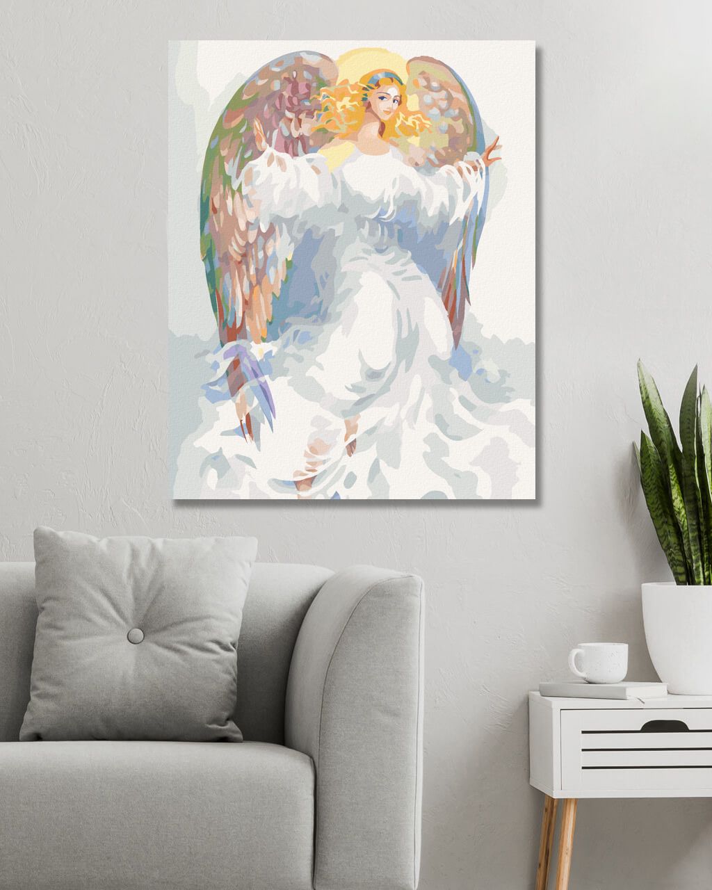 zuty Malování podle čísel - ANDĚL S BAREVNÝMI KŘÍDLY - Rozměr: 40x50 cm, Rámování: Varianta: bez rámu a bez vypnutí plátna - obrázek 3