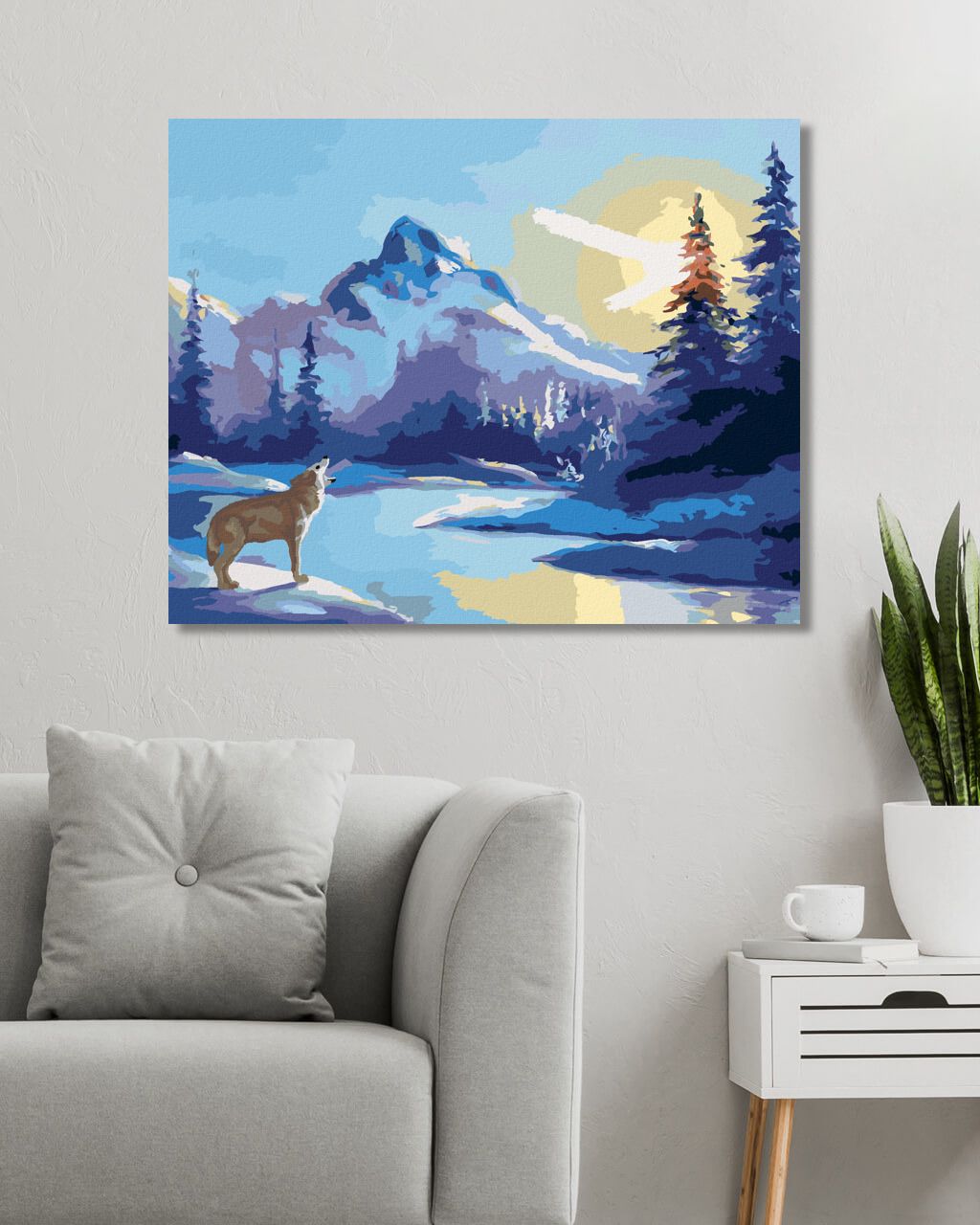 zuty Malování podle čísel - VYJÍCÍ VLK, SLUNCE A HORY (D. RUSTY RUST) - Rozměr: 40x50 cm, Rámování: Varianta: vypnuté plátno na rám - obrázek 7