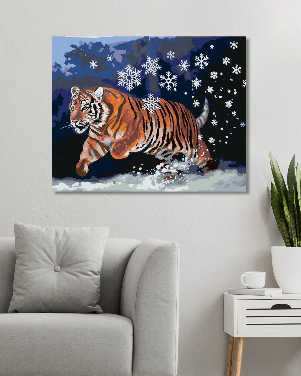 zuty Malování podle čísel - TYGR A SNĚHOVÉ VLOČKY (D. RUSTY RUST) - Rozměr: 40x50 cm, Rámování: Varianta: bez rámu a bez vypnutí plátna - obrázek 9