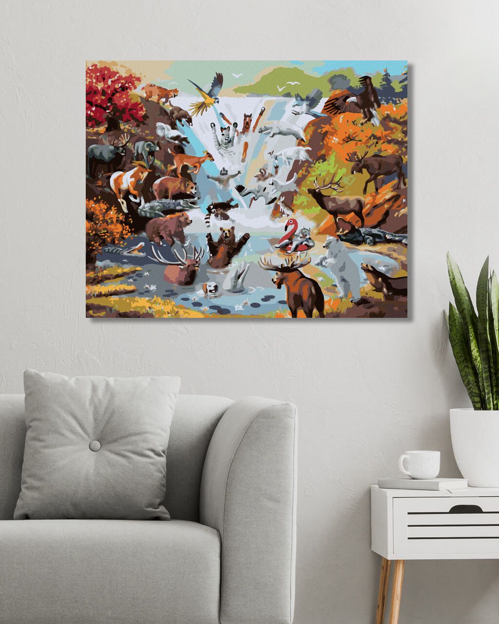 zuty Malování podle čísel - VODOPÁD A ZVÍŘATA (D. RUSTY RUST) - Rozměr: 40x50 cm, Rámování: Varianta: vypnuté plátno na rám - obrázek 6