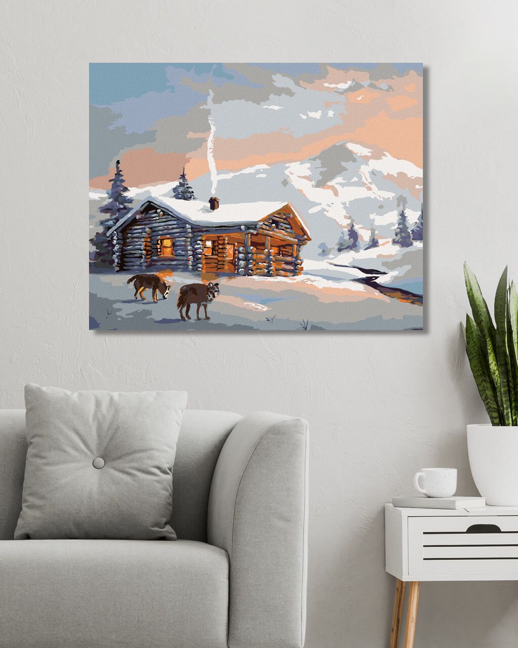 zuty Malování podle čísel - VLCI A CHATA V ZIMĚ (D. RUSTY RUST) - Rozměr: 40x50 cm, Rámování: Varianta: vypnuté plátno na rám - obrázek 6