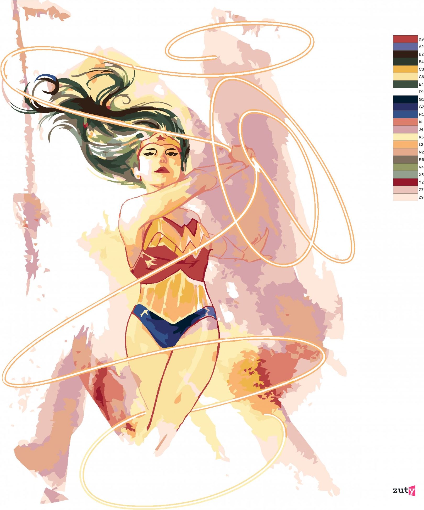 zuty Malování podle čísel - MALOVANÁ WONDER WOMAN IV - Rozměr: 40x50 cm, Rámování: Varianta: vypnuté plátno na rám - obrázek 2