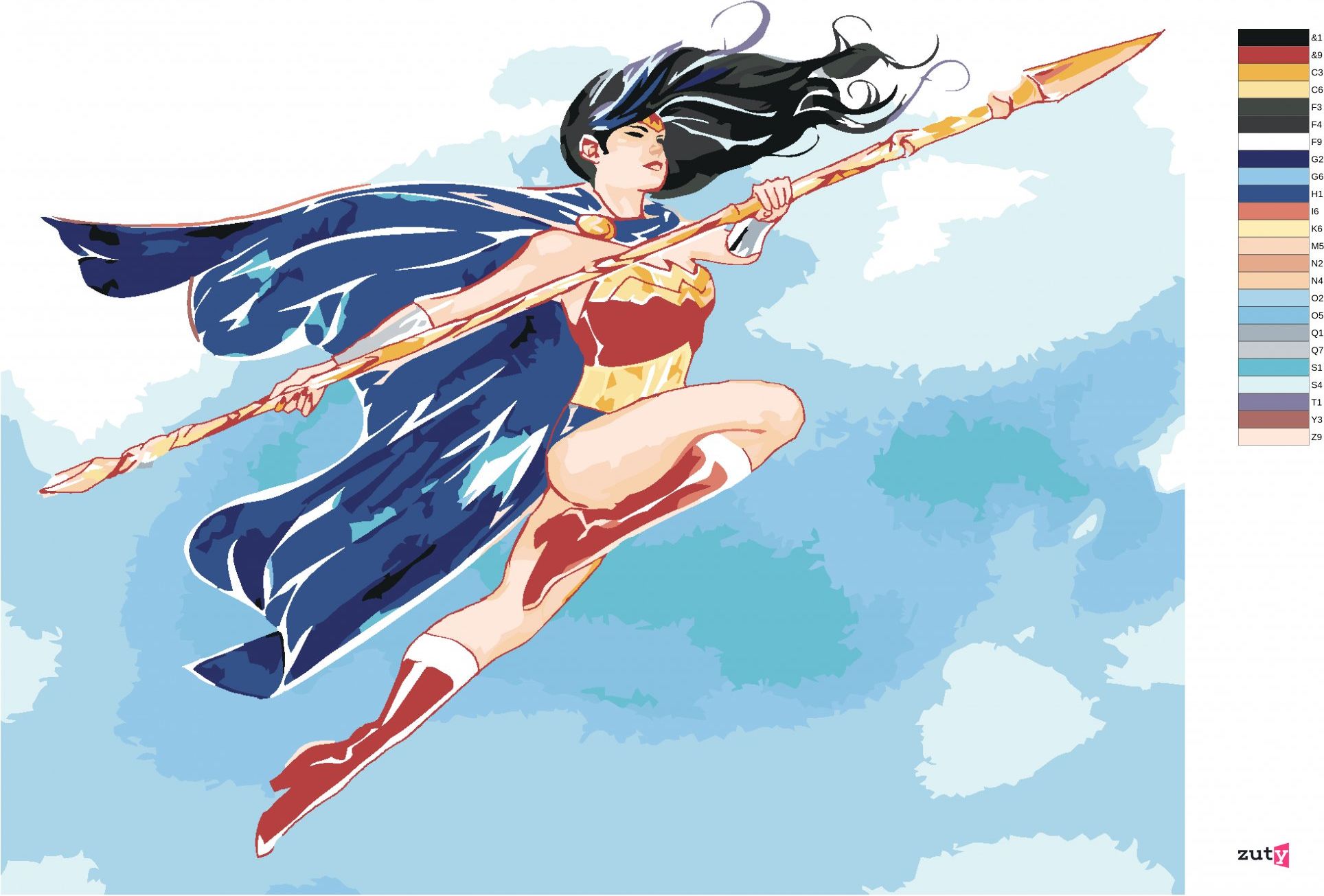 zuty Malování podle čísel - MALOVANÁ WONDER WOMAN III - Rozměr: 40x50 cm, Rámování: Varianta: vypnuté plátno na rám - obrázek 7