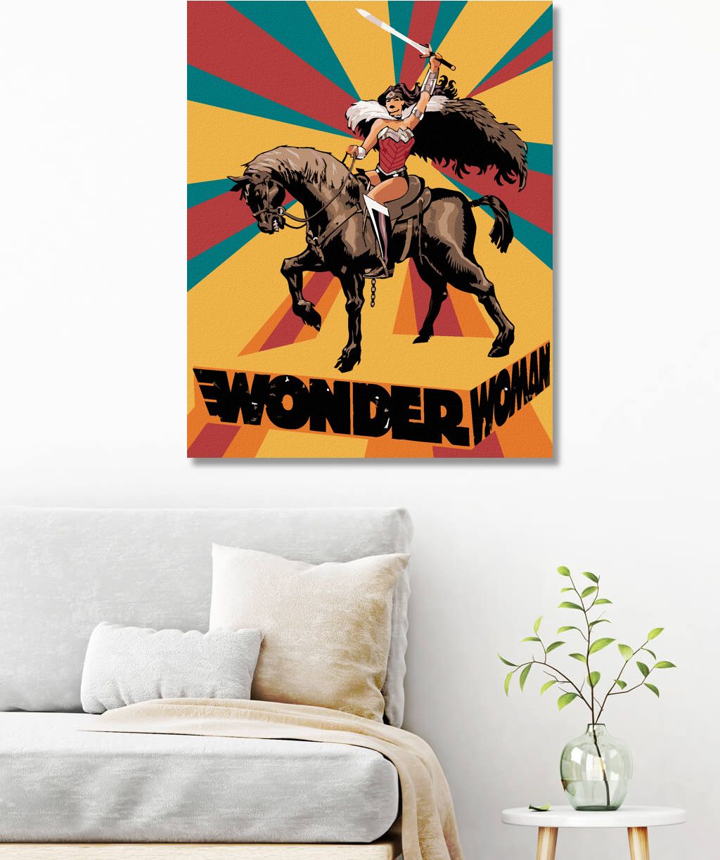 zuty Malování podle čísel - WONDER WOMAN NA KONI PLAKÁT - Rozměr: 40x50 cm, Rámování: Varianta: vypnuté plátno na rám - obrázek 4
