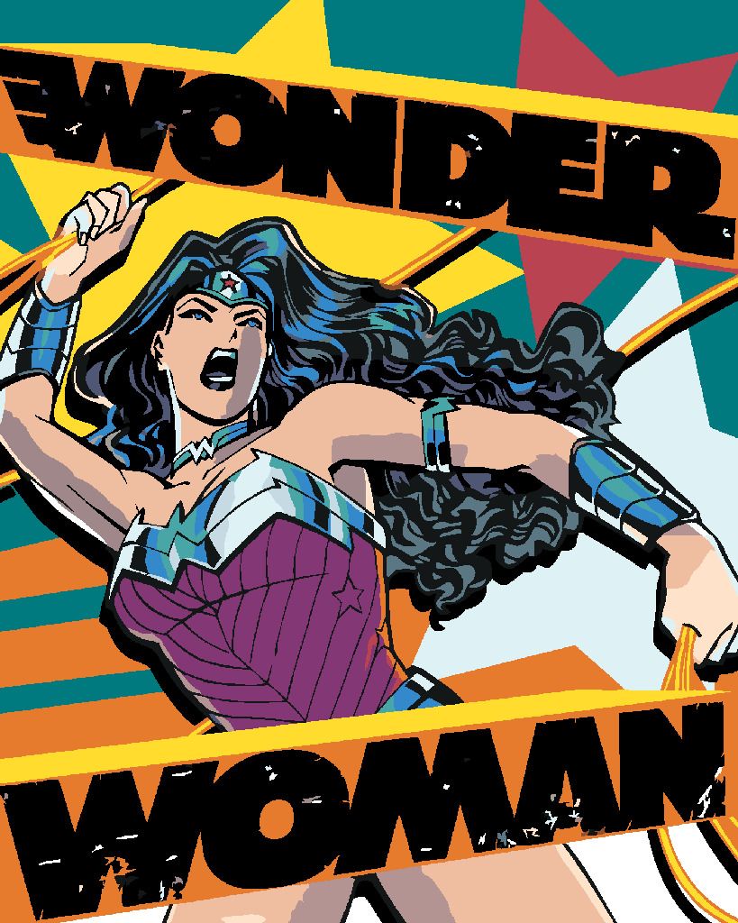 zuty Malování podle čísel - WONDER WOMAN KŘIČÍ PLAKÁT - Rozměr: 40x50 cm, Rámování: Varianta: vypnuté plátno na rám - obrázek 2
