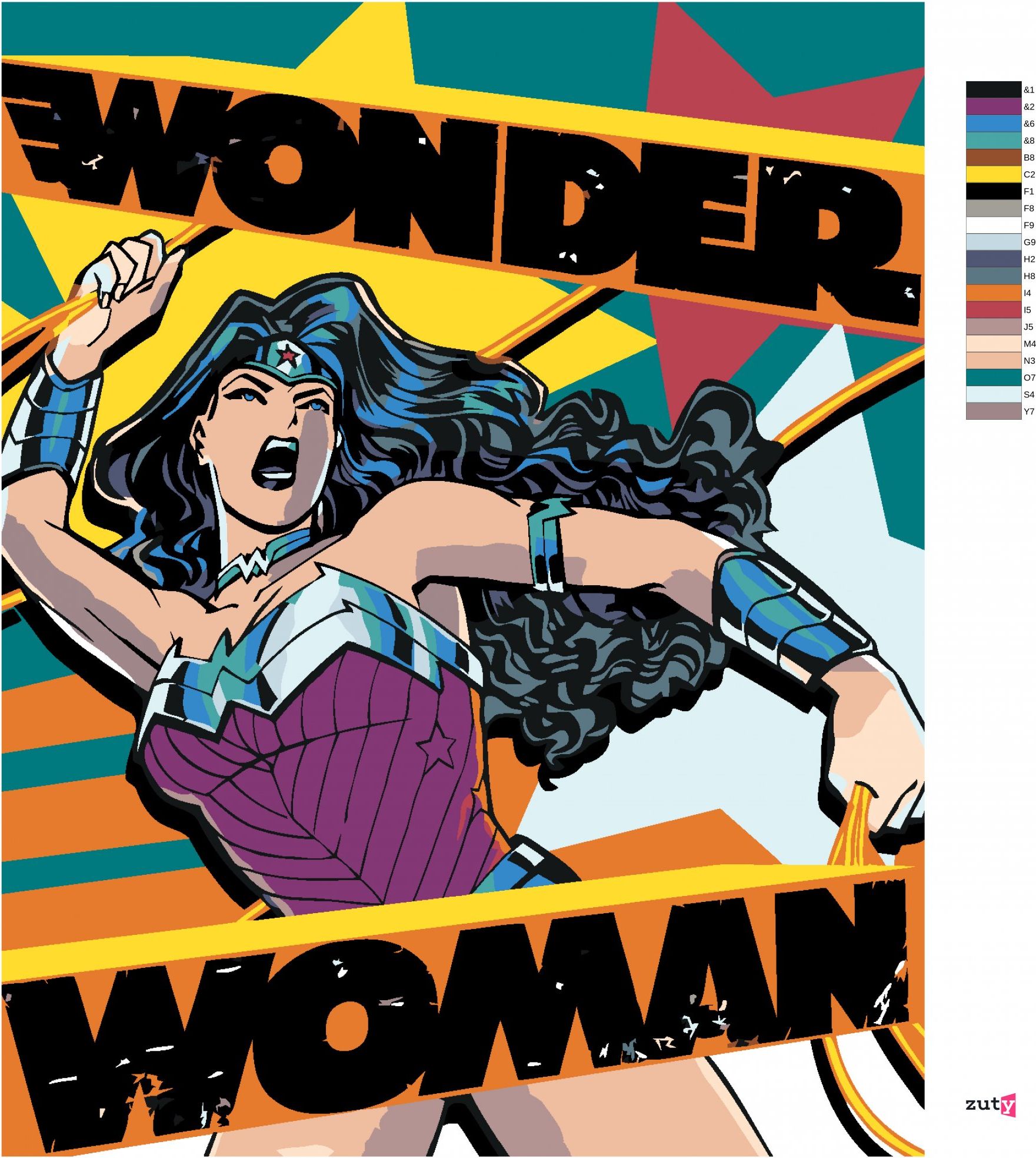 zuty Malování podle čísel - WONDER WOMAN KŘIČÍ PLAKÁT - Rozměr: 40x50 cm, Rámování: Varianta: vypnuté plátno na rám - obrázek 9