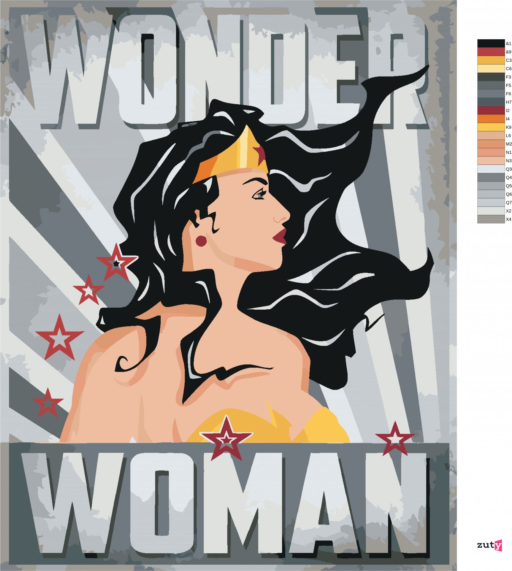 zuty Malování podle čísel - WONDER WOMAN HVĚZDA II - Rozměr: 40x50 cm, Rámování: Varianta: vypnuté plátno na rám - obrázek 7