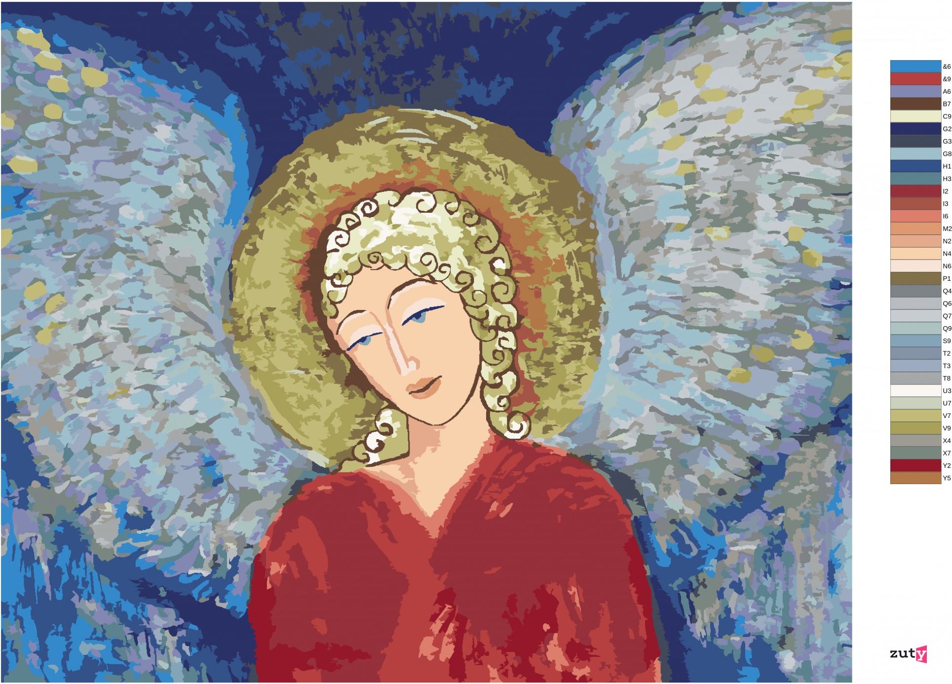 zuty Malování podle čísel - VÁNOČNÍ ANDĚL III - Rozměr: 40x50 cm, Rámování: Varianta: bez rámu a bez vypnutí plátna - obrázek 6