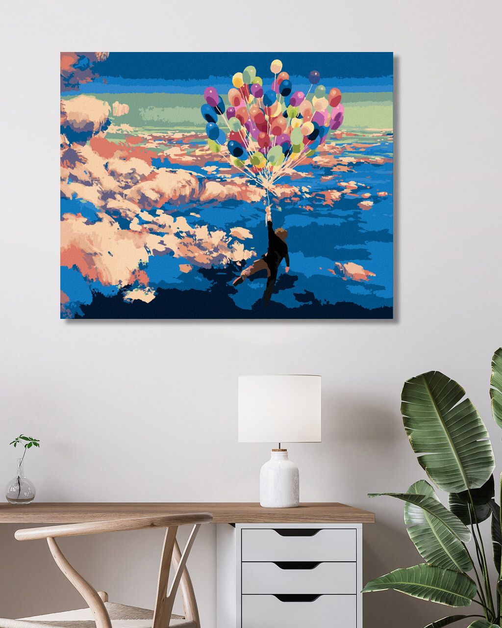 zuty Malování podle čísel - MUŽ S BALÓNKY - Rozměr: 40x50 cm, Rámování: Varianta: bez rámu a bez vypnutí plátna - obrázek 3