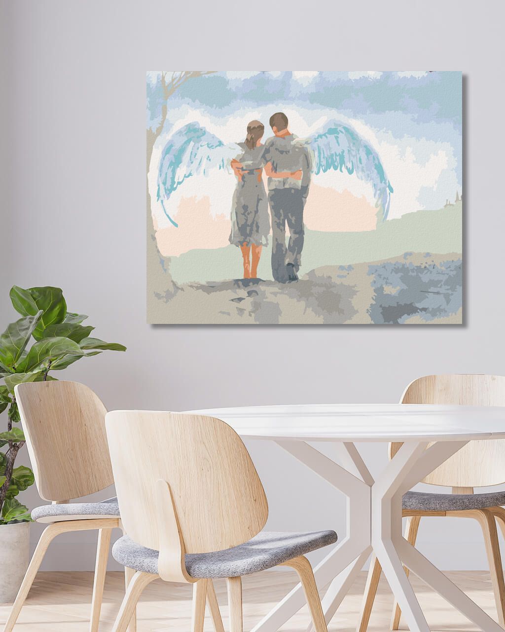 zuty Malování podle čísel - ŽENA S MUŽEM A KŘÍDLY - Rozměr: 40x50 cm, Rámování: Varianta: vypnuté plátno na rám - obrázek 5