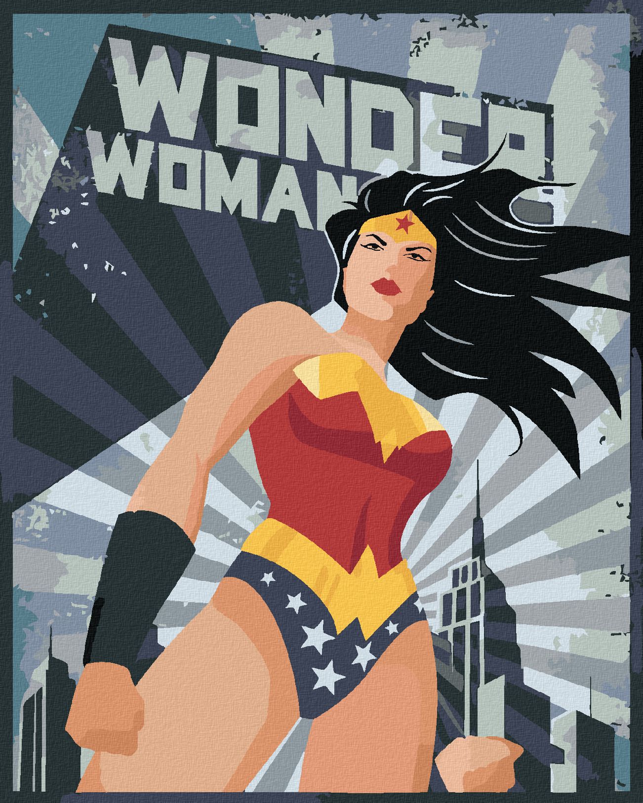 zuty Malování podle čísel - WONDER WOMAN HVĚZDA III - Rozměr: 40x50 cm, Rámování: Varianta: vypnuté plátno na rám - obrázek 1