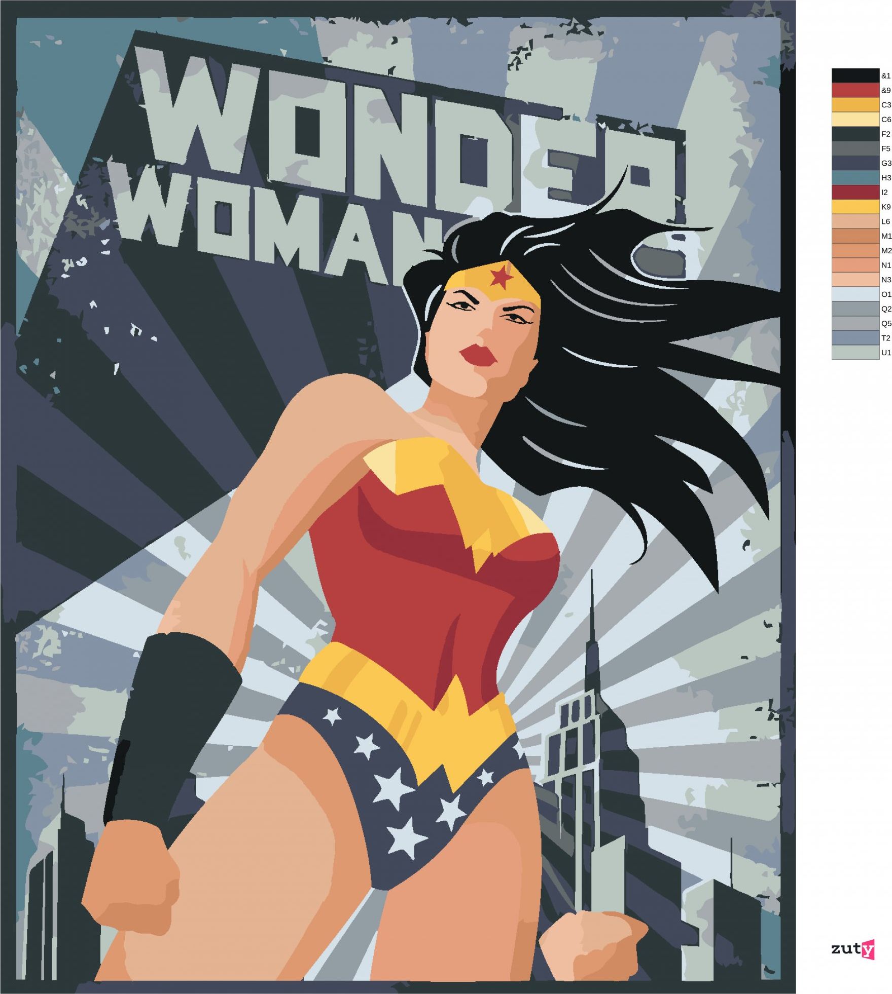 zuty Malování podle čísel - WONDER WOMAN HVĚZDA III - Rozměr: 40x50 cm, Rámování: Varianta: vypnuté plátno na rám - obrázek 2