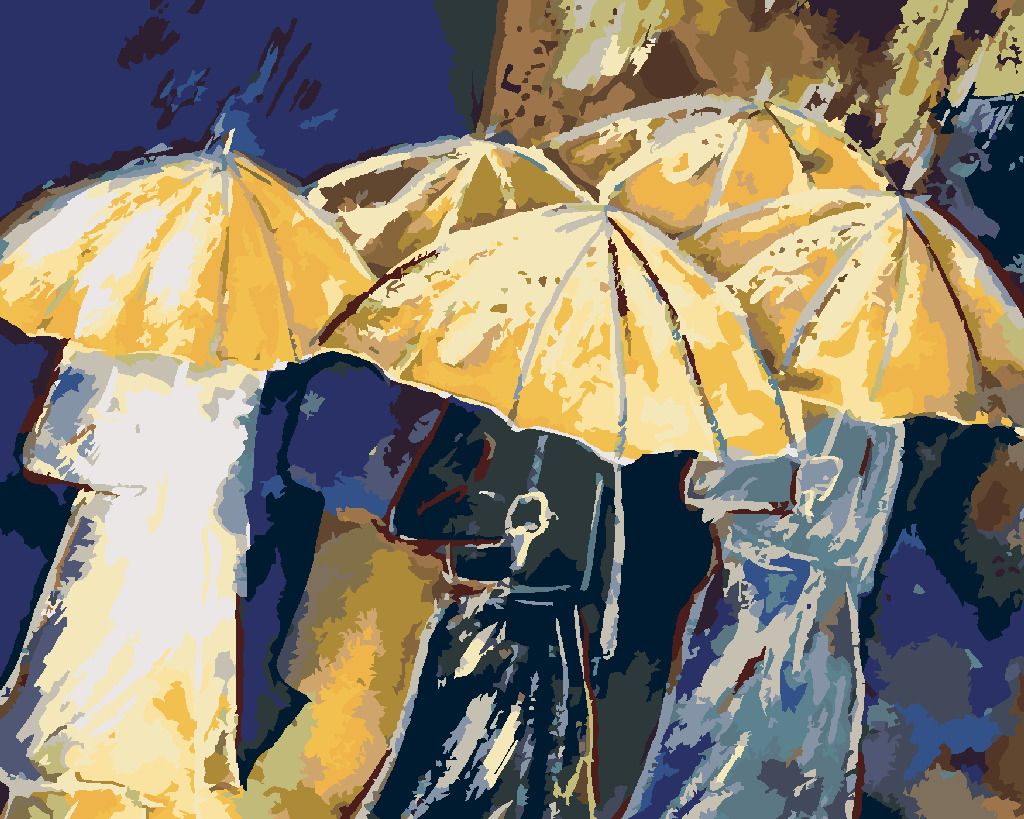 zuty Malování podle čísel - LIDÉ SE ZLATÝMI DEŠTNÍKY - Rozměr: 40x50 cm, Rámování: Varianta: vypnuté plátno na rám - obrázek 7