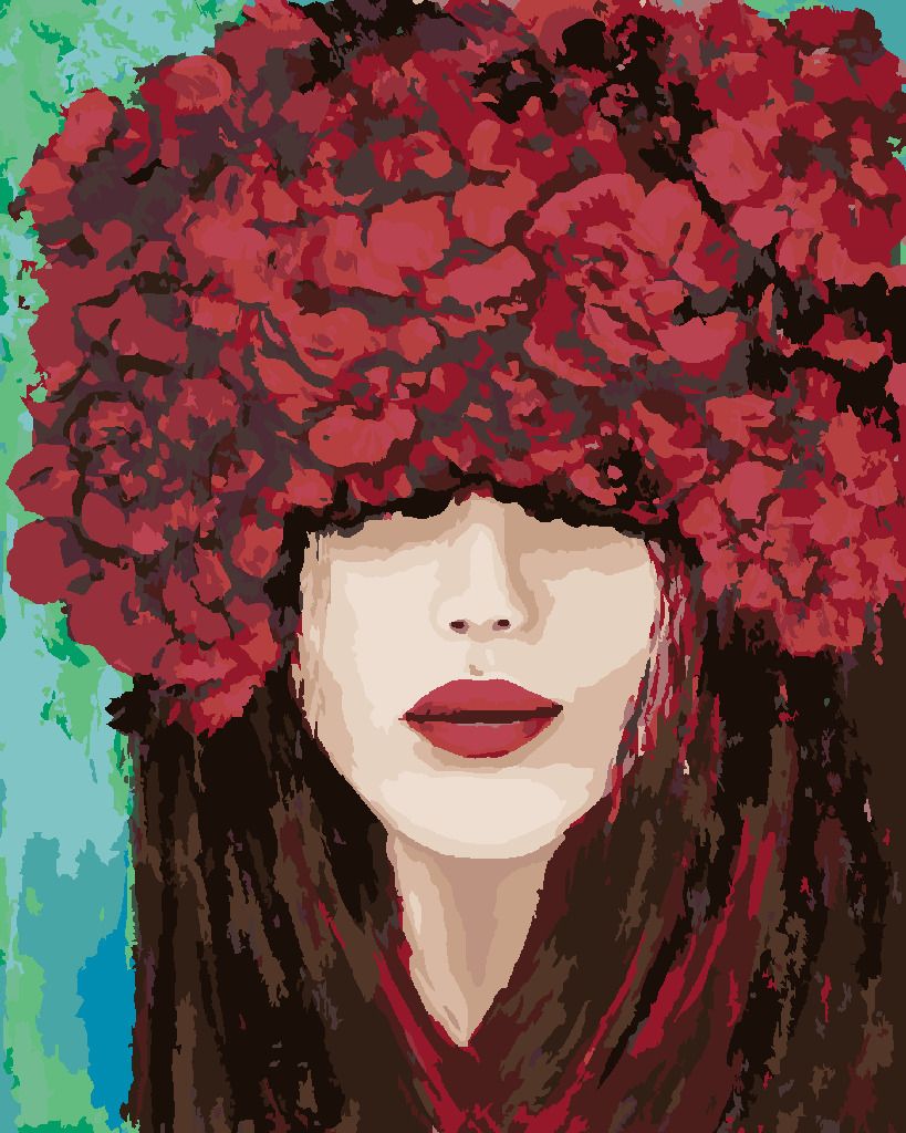 zuty Malování podle čísel - TVÁŘ S ČERVENÝMI RŮŽEMI - Rozměr: 40x50 cm, Rámování: Varianta: bez rámu a bez vypnutí plátna - obrázek 7