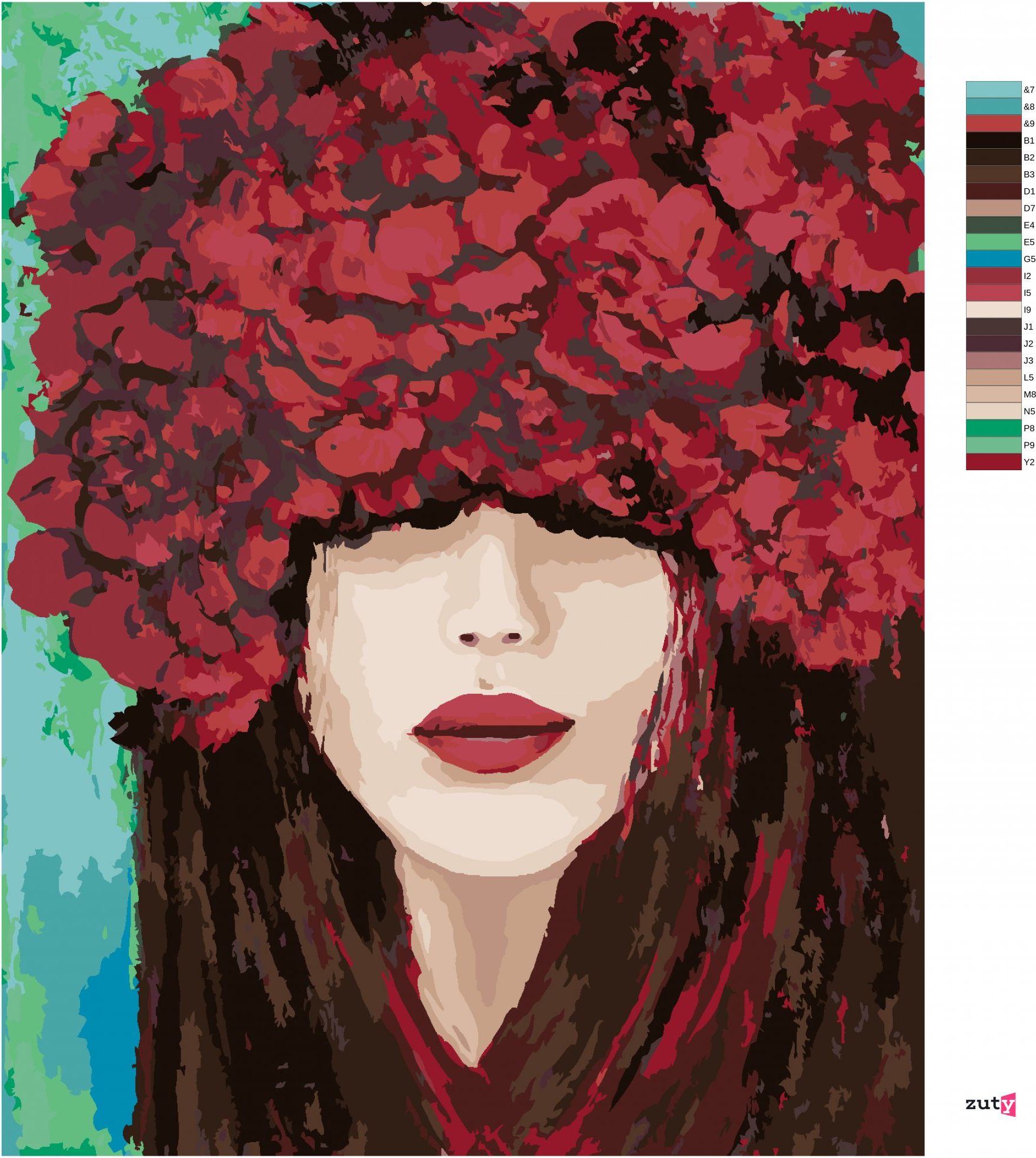 zuty Malování podle čísel - TVÁŘ S ČERVENÝMI RŮŽEMI - Rozměr: 40x50 cm, Rámování: Varianta: vypnuté plátno na rám - obrázek 10