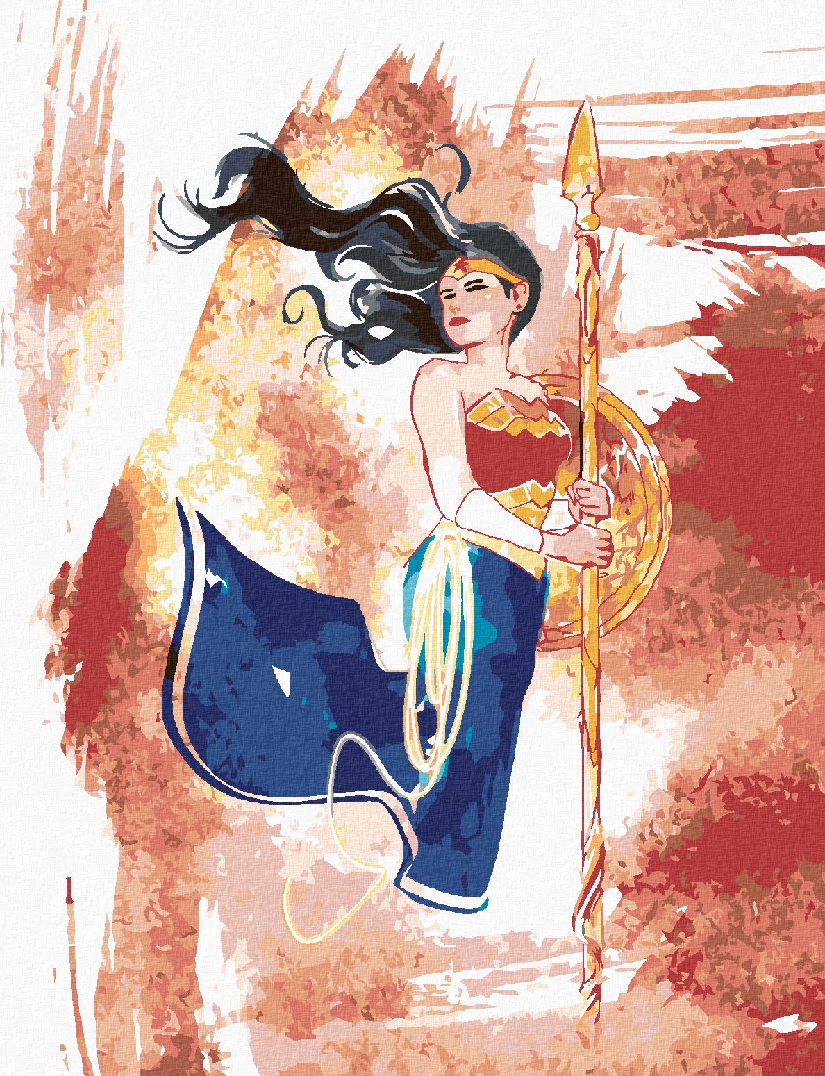 zuty Malování podle čísel - MALOVANÁ WONDER WOMAN - Rozměr: 40x50 cm, Rámování: Varianta: vypnuté plátno na rám - obrázek 1