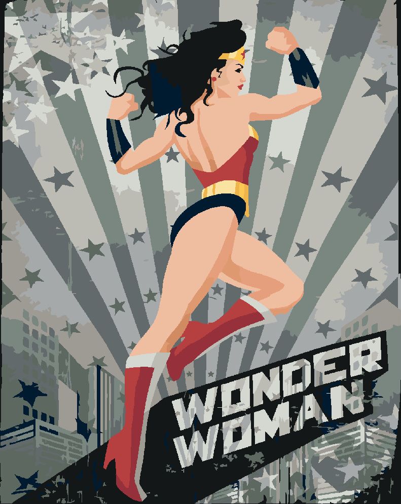 zuty Malování podle čísel - WONDER WOMAN HVĚZDA IV - Rozměr: 40x50 cm, Rámování: Varianta: vypnuté plátno na rám - obrázek 6