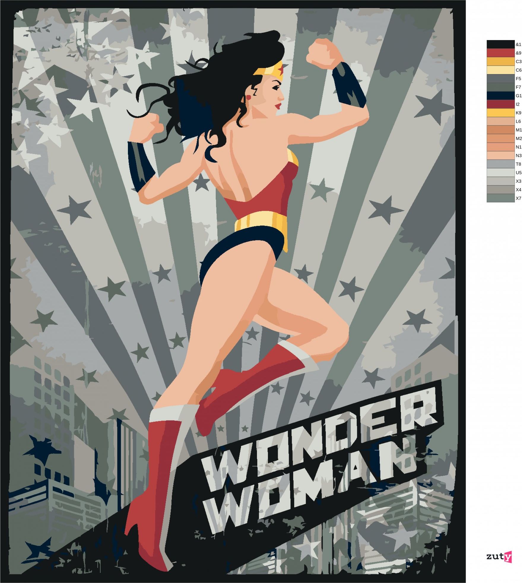 zuty Malování podle čísel - WONDER WOMAN HVĚZDA IV - Rozměr: 40x50 cm, Rámování: Varianta: vypnuté plátno na rám - obrázek 10