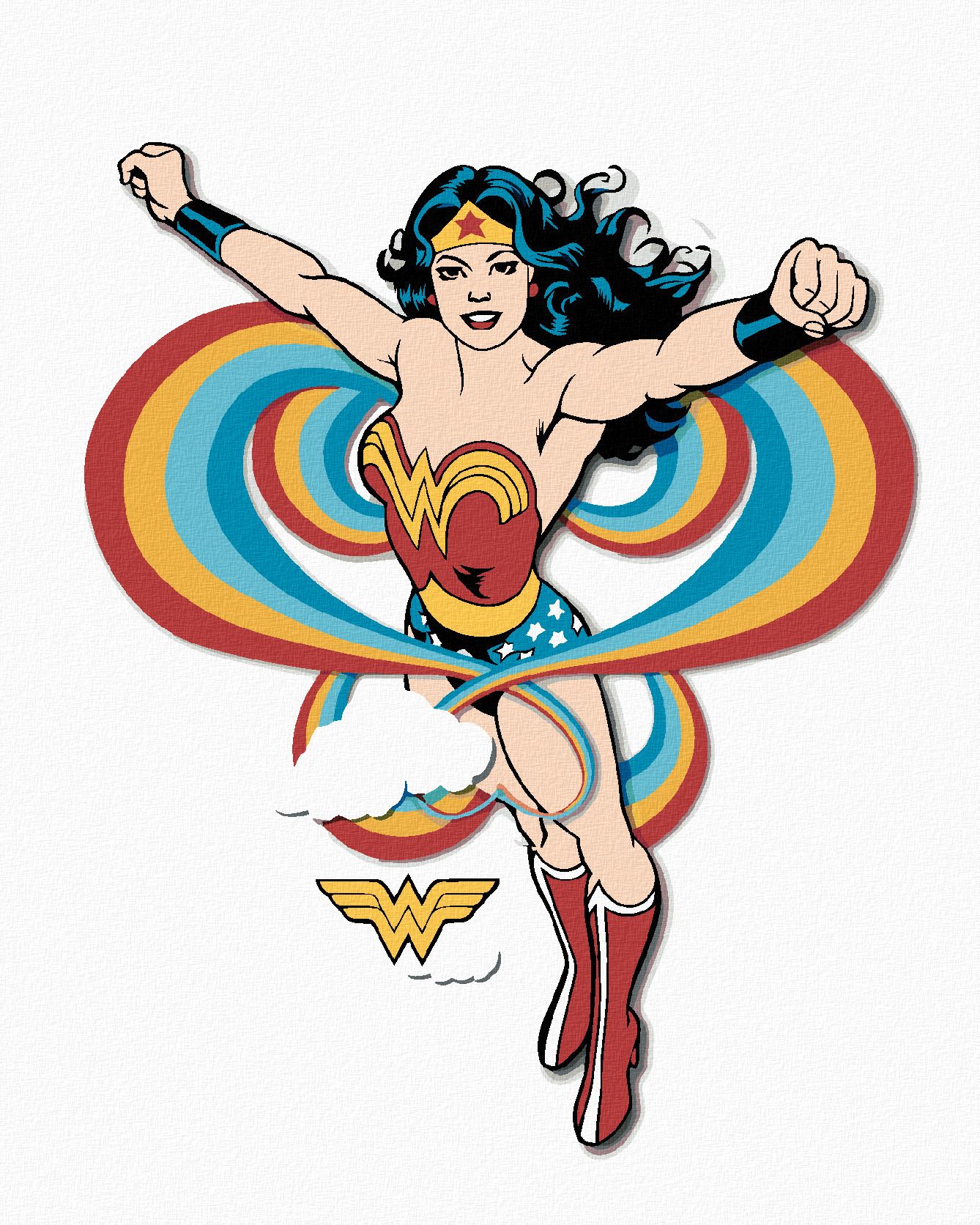 zuty Malování podle čísel - WONDER WOMAN DUHA II - Rozměr: 40x50 cm, Rámování: Varianta: vypnuté plátno na rám - obrázek 1