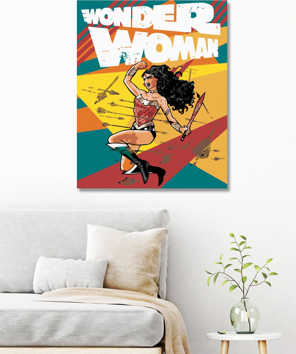 zuty Malování podle čísel - WONDER WOMAN A ŠÍPY PLAKÁT - Rozměr: 40x50 cm, Rámování: Varianta: bez rámu a bez vypnutí plátna - obrázek 3