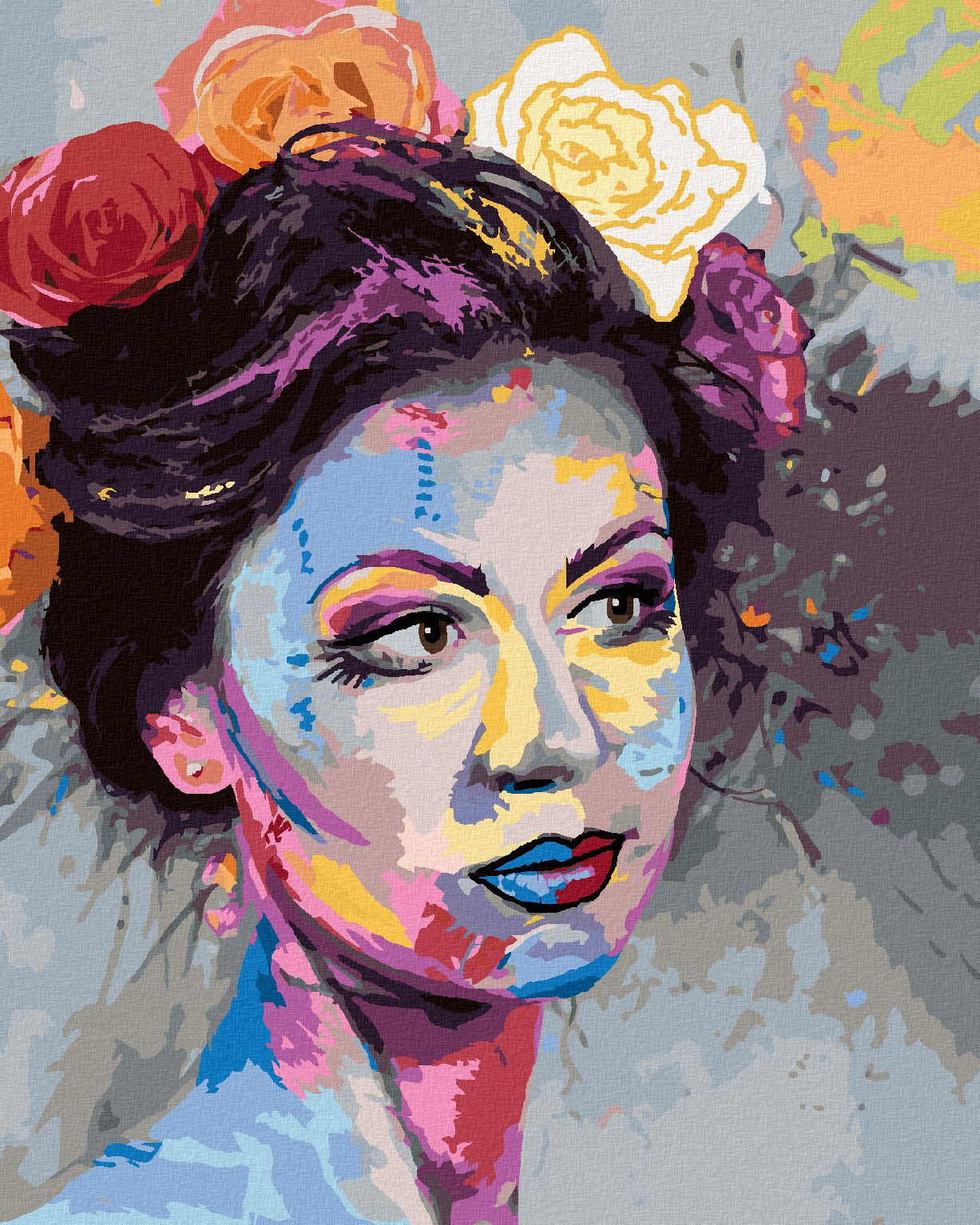 zuty Malování podle čísel - ŽENA S BAREVNÝM MAKE-UPEM - Rozměr: 40x50 cm, Rámování: Varianta: vypnuté plátno na rám - obrázek 1