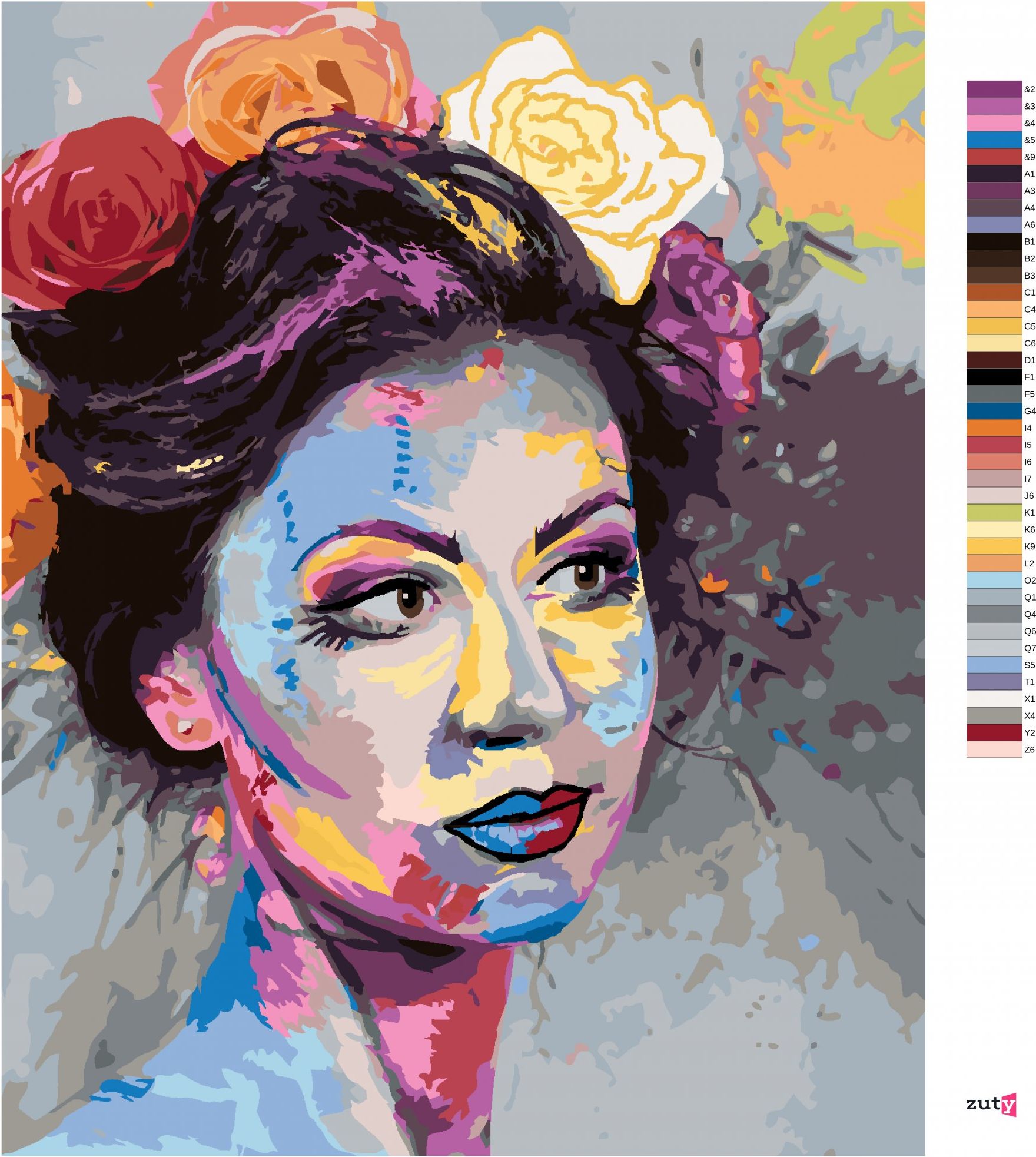 zuty Malování podle čísel - ŽENA S BAREVNÝM MAKE-UPEM - Rozměr: 40x50 cm, Rámování: Varianta: vypnuté plátno na rám - obrázek 6