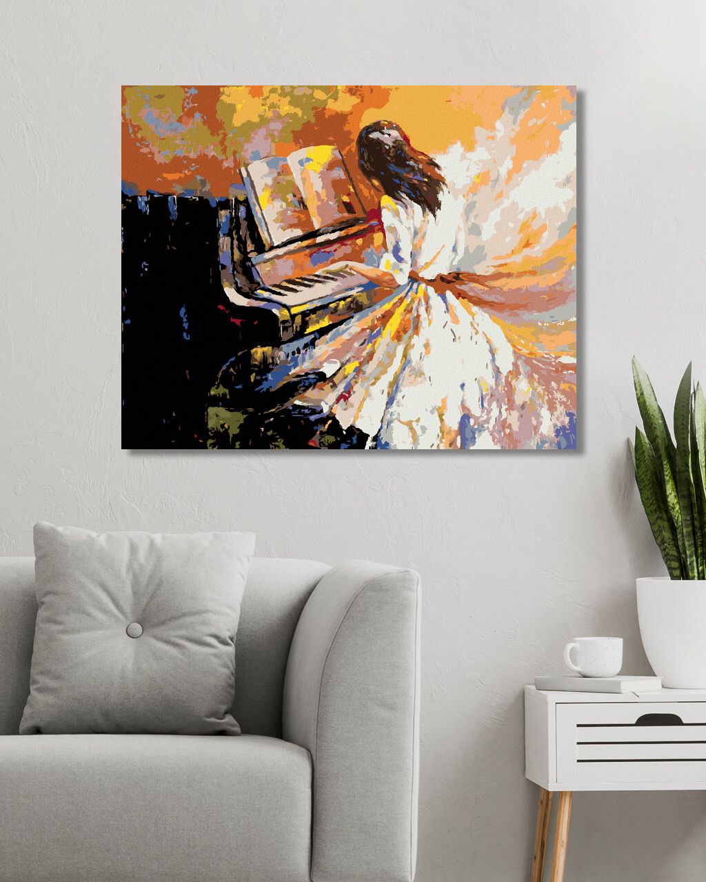 zuty Malování podle čísel - DÍVKA HRAJÍCÍ NA KLAVÍR - Rozměr: 40x50 cm, Rámování: Varianta: vypnuté plátno na rám - obrázek 5