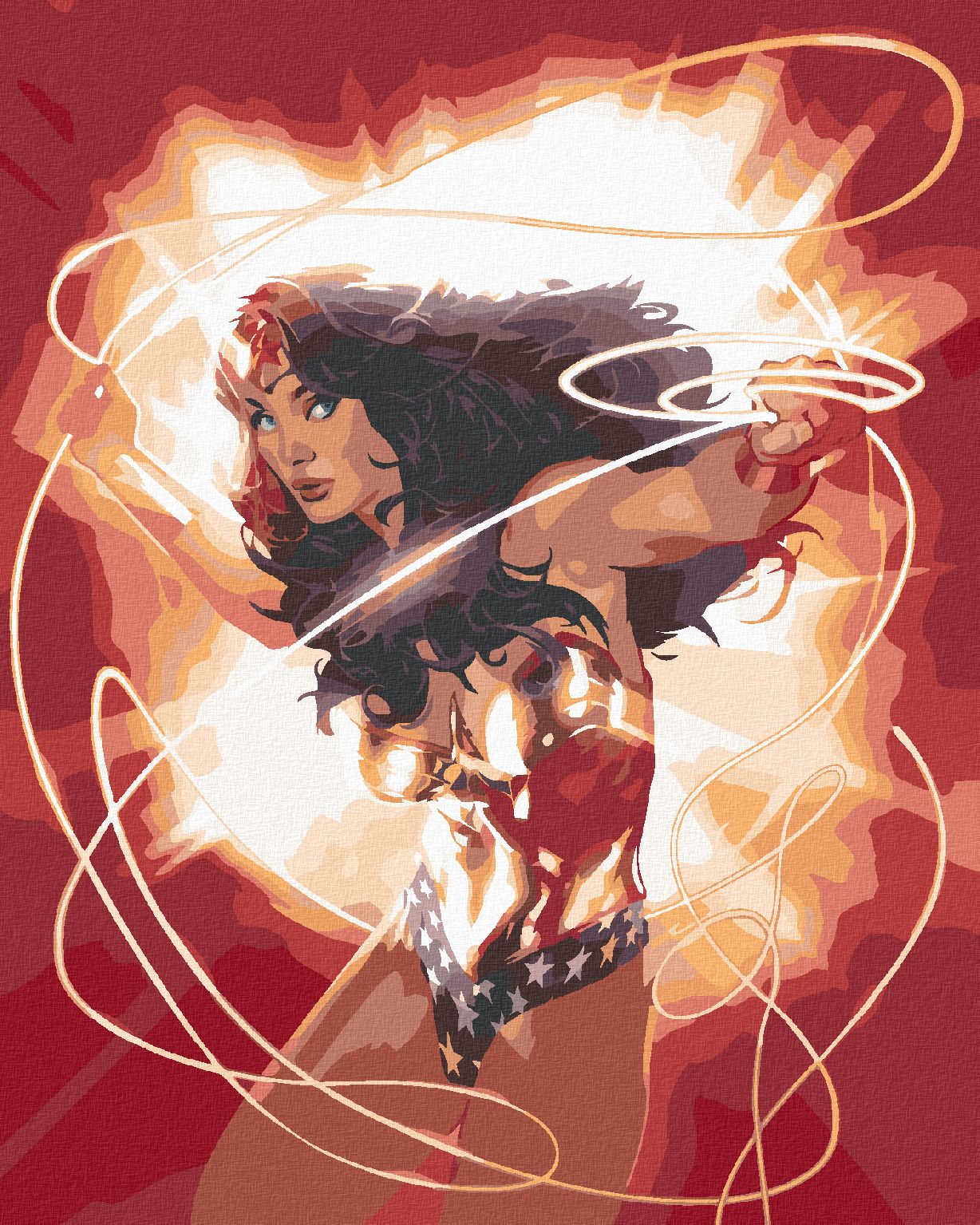 zuty Malování podle čísel - OHNIVÁ WONDER WOMAN - Rozměr: 40x50 cm, Rámování: Varianta: bez rámu a bez vypnutí plátna - obrázek 1