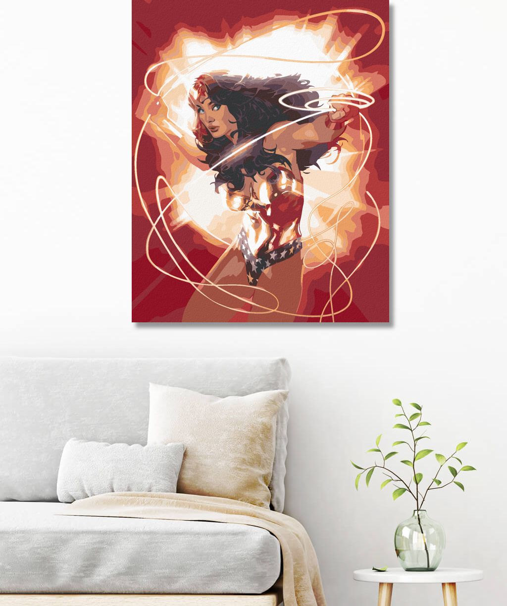 zuty Malování podle čísel - OHNIVÁ WONDER WOMAN - Rozměr: 40x50 cm, Rámování: Varianta: bez rámu a bez vypnutí plátna - obrázek 2